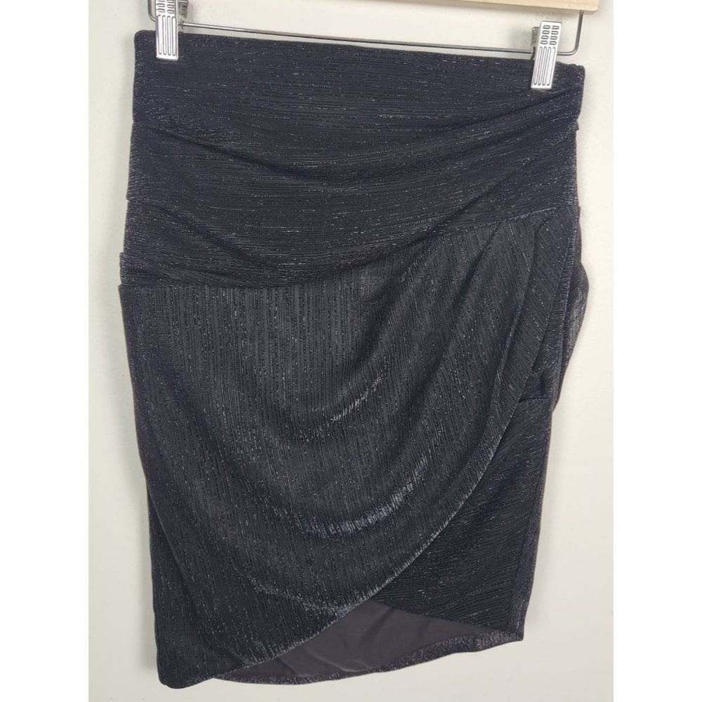 IRO Paris Women's Sz. M/38 Black Shimmer Tulip Hem Short Skirt